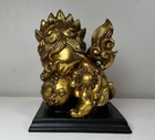Chinese Gold Foo Dog Resin Statue 7 5  Tall  1 Piece  Art - Nice 