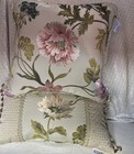 Croscill Daphne Embroidered Beige Floral Decorative Pillows Roped Edge Trim Set