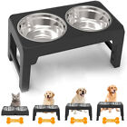 Elevated Dog Bowl Pet Feeder Stainless Steel Raised Food Water Stand W  2 Bowls