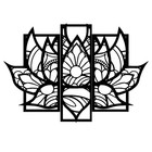 Floral Metal Wall Art 3 Panel Set- Lotus Sun Modern Home Decor- 12x9   16x6 Inch