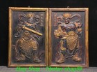 17 7  old Wood Painting 4 Great Heavenly Kings Immortals God Mirror Screen Set