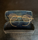 Antique Wire Frame Oval Eye Glasses With Case Gold Spectacles Bifocals