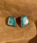 Navajo Signed Makers Mark    jb    Sterling Silver Turquoise Earrings