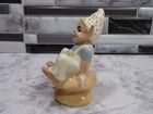 Pixie Elf Gnome Sitting On Mushroom Vintage Ceramic 