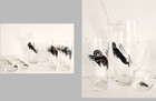 Vintage 9  Glass Cocktail Pitcher Plus 12 Glasses Mcm Bareware Martini Aries ram