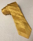 Jhane Barnes Silk Satin Look Neck Tie New Pleated Solid Gold 56    X 3 1 4    Formal