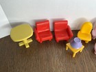 Vintage Fisher Price My First Dollhouse Furniture Set Toilet Bathtub Chairs Lamp