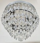 Vintage French Mid-century Ceiling Light Silver Plated   Crystal Flush Mount
