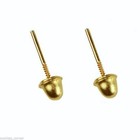 Genuine Diamond Child baby Stud Screw Back Earrings In 10k Solid Yellow Gold
