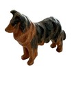 Vintage Miniature Hand Carved Wooden Collie Dog Figurine 1 5  Tall 2 25    Long