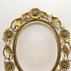 Vintage Matson Gold Plated Ormolu Oval Picture Frame Daisy Flower No Glass Back