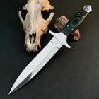12 2  Stainless Dagger Knife Full Tang Wood Handle Fix Blade Leather Sheath
