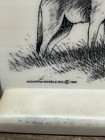 Vtg  1990 Montana Marble Inc Wolves borgreen Etched Wildlife Art W  Stand 8 x 6 