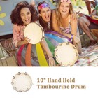 10  Musical Tambourine Wood Hand Held Tamborine Drum Round Percussion Gift H7k3
