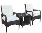 3pcs Outdoor Patio Garden Wicker Rattan Table Chairs Conversation Set Bistro Set