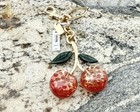 Nwt Limited Coach Signature Cherry Bag Charm Key Chain 88547 Gold pink Multi