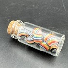 Jar Of 10x Contemporary Handmade Art Glass Peewee Marbles Colorful Swirl Mibs