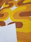Awesome Rare Vintage Mid Century Retro 70s Yel Tan Brn Loop Wavy Sml Fabric  Wow