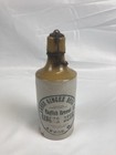 Akron Ginger Beer Co  Akron  O  English Brewed Antique Stoneware Bottle 2 Tone
