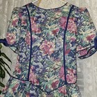 Vintage 1980s Whimsical Prairie Purple Cottage Core Floral Dress Puff Sleeves 16