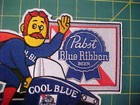 Large Pabst Blue Ribbon Cool Blue Snowmobiler Embroidered Patch   Pbr 9 5 X 7 5