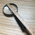 Vintage 30s Bausch   Lomb Brass Rim Black Handle Magnifier Loupe W  Hanging Ring