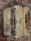 Vintage Lira Centro Matic Accordion Made In Italy Pearloid Gold With Case