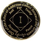 Black Na Recovery Medallion  Narcotics Anonymous Sobriety Chip  Years 1-45