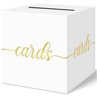 White Wedding Card Box With Gold Foil - Gift Card Holder For Reception   Parties
