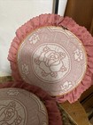 Vintage Handmade Embroidery White Lace Rose  Hanging Hoop Cottage Core 10   