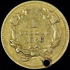 1856  1 Gold Piece     Xf Extra Fine Details     Type 3 T3 Coin Holed Aj    trusted   