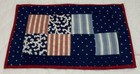 Vintage Antique Patchwork Quilt Table Topper  Rectangle  Four Patch  Navy  Blue