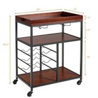 3 Tier Kitchen Trolley Utility Bar Serving Cart With Wine Rack   Glass Holder