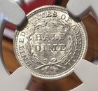 1853 Seated Half Dime Ngc Certified Ms 62