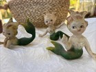 Mermaid Figurines Kenmar Bradley Japan Set Of 3 Mid Century 1950s Vtg Wild Hair