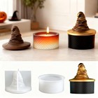 3d Hat Resin Jar Mold Silicone Storage Box Mold With Lid Wizard Hat Epoxy