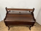 Vintage Wooden Sewing Box Double Door Thread Shelf Round Bottom Mcm