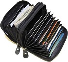 Marshal Genuine Leather Credit Card Holder Wallet Accordion Double Zipper   