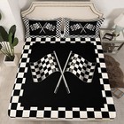 Checkered Flag Bedding Set Twin Size Black And White Bed Set For Girls Teens    