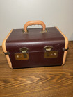 Vtg Travel Joy Train Case  Vintage Luggage Suitcase  2-toned Leather Luggage T