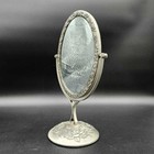 Unbranded Vintage Floral Rose Oval Swivel Vanity Mirror Pewter Silver Tabletop