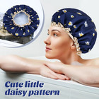 Satin Lined Shower Cap Adjustable Waterproof Bath Hair Bonnet With Silky Fabric 