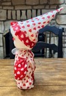 Sankyo Vintage Mid Century Musical Moving Wind Up Clown Red white Hearts Tested
