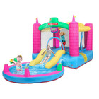 Inflatable Bounce House 2 Area Kids Jump Castle Water Slide Pool air Blower Us
