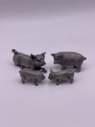 Vintage Spoontiques Pewter Pig Figurine Family Lot Of 4 Metal Trinkets