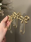 Brass Bow Hook Wall Decor - 3 Hooks - Vintage     