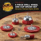 6 Pc Abrasive Filament Nylon Bristle Drill Wheel And Cup Brush Set  1 4  Drill