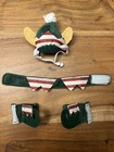 Green Christmas Elf Pet Costume Set Hat Collar Shoes Small Dog Cat Holiday