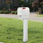White Post Mount Mailbox Mail Box Weather Vandal Resistant Holder - New