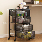 Rolling Cart With Drawers  4-drawer Storage Cart On Wheels With Wooden Top  Meta